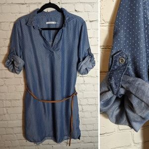 Kenneth Cole chambray button-up shirt dress sz 14